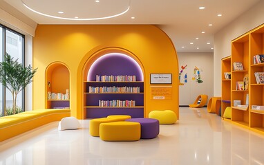 stylish depiction of a literacy awareness program with informative displays, educational workshops, 