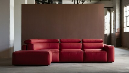 Wall Mural - modern living room with red sofa