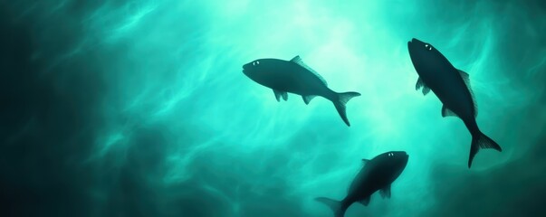 Abyssal fish darting through the water, their bioluminescent trails lighting up their path of survival in motion