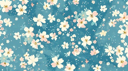 seamless pattern with cute flowers. hand drawn floral background.