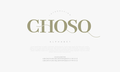 Wall Mural - Chosq typography beauty fashion elegant minimalist serif italic fonts decorative wedding vintage retro logos. Minimal luxury font alphabet logo. Vector illustration