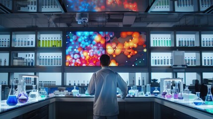 Scientist Examining Data in a Modern Lab