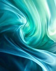 Wall Mural - A dynamic abstract design featuring smooth, flowing waves in shades of blue and green. The fluid movement and soft textures evoke a sense of calm and elegance, making it a striking visual.