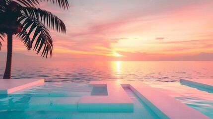 Wall Mural - Sunset Poolside Paradise