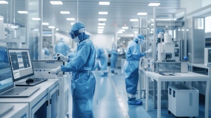 Wall Mural - Workers in a modern factory