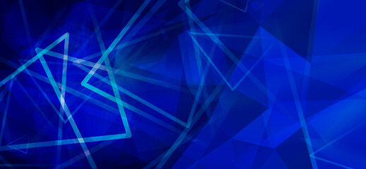 Wall Mural - Abstract Blue Geometric Background with Overlapping Triangles and Lines