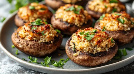 Flavorful Stuffed Mushrooms with Quinoa and Herbs