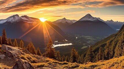 Wall Mural - Mountain Sunset