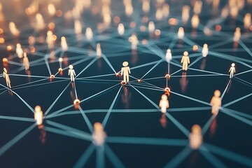 social media marketing visualized through connected people icons in a network.