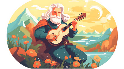 Bard games Illustration Flat Vector