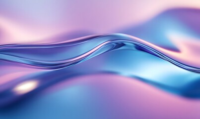Wall Mural - 3D render, abstract background with glass curves in blue and purple colors, 