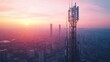 © otwdesign - Cellular Tower and Cityscape at Sunset