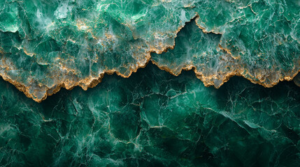 Canvas Print - Closeup of green and gold marble with intricate veining.