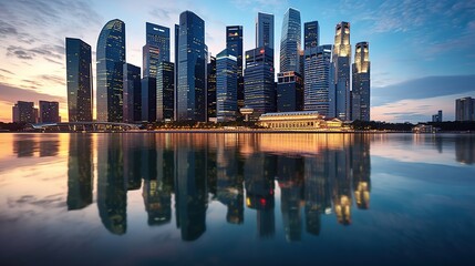 Poster - Singapore Skyline at Dusk