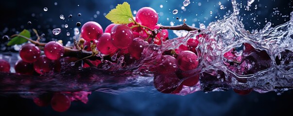 Canvas Print - Water Splashing Grapes