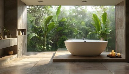 Wall Mural - tranquil oasis of relaxation and rejuvenation in a beautifully designed bathroom