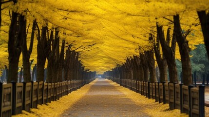 Poster - Golden Pathway of Autumn Trees