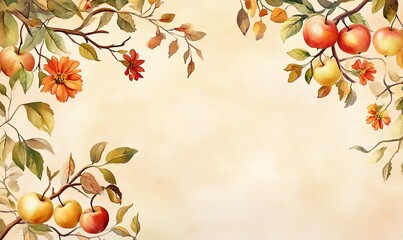 Wall Mural - Crisp Fall Apple Orchard Frame Background