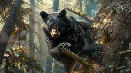 Canvas Print - Black Bear in the Forest