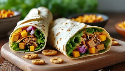 Wall Mural - Nourishing on-the-go wrap bursting with protein and fiber for a satisfying, healthy snack