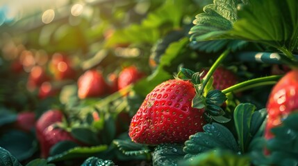 Canvas Print - Fresh Strawberries In Sunlight