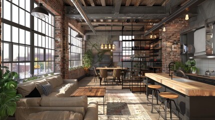 Wall Mural - Modern Loft Apartment with Industrial Design