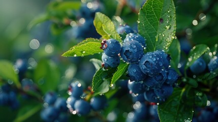 Poster - Fresh Blueberries on a Bush