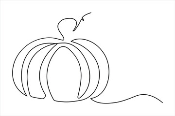Continuous one line drawing of pumpkin outline vector art illustration