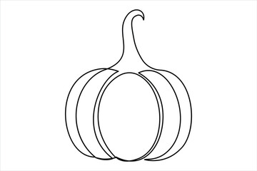 Continuous one line drawing of pumpkin outline vector art illustration