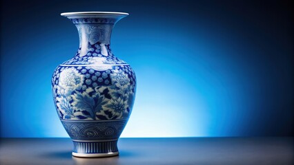 Traditional Chinese porcelain vase in blue color, porcelain, vase, Chinese, traditional, blue, decorative, elegant