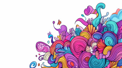 Colorful abstract doodle art on white background with copy space. Doodle Art. Illustration