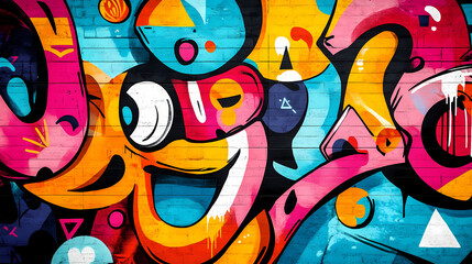 Wall Mural - Colorful graffiti illustration. urban art and street culture concept. Graffiti Mural. Illustration