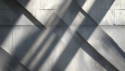 Canvas Print - Dynamic interplay of light and shadow on an abstract concrete wall with striking diagonal lines