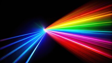 Wall Mural - Wide rainbow laser beams on black background, rainbow, laser, beams, colorful, vibrant, spectrum, light, technology