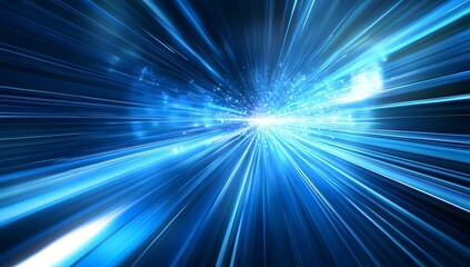 Abstract blue light speed lines background with a blur effect, a futuristic technology concept