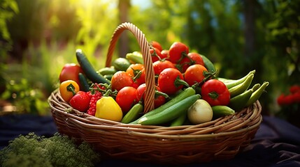 Poster - Freshly Picked Vegetables in a Basket