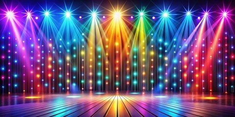 Vibrant and colorful stage background with lights and patterns, Colorful, stage, background, vibrant, lights, patterns