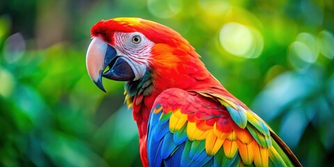 Wall Mural - Vibrant photo of a colorful parrot with bright feathers, parrot, bird, colorful, vibrant, feathers, tropical, wildlife, exotic