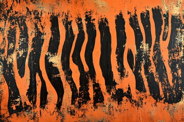 Poster - Vibrant tiger print pattern with bold wavy stripes for textile design