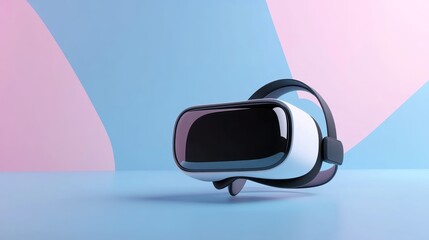 Immersive Virtual Reality Experience: A Futuristic Perspective, featuring a sleek VR headset on a vibrant blue and pink background, symbolizing technology, innovation, entertainment, gaming, and the f