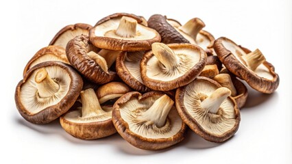 Wall Mural - Shiitake mushrooms sliced on white background, shiitake, mushrooms, gourmet, fresh, organic, healthy, vegetarian