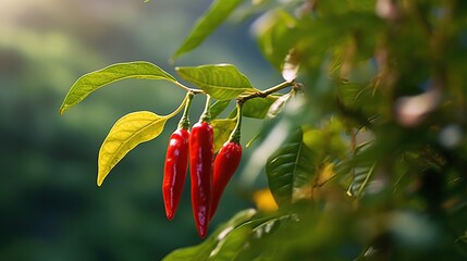 Canvas Print - Red Chili Peppers on a Branch