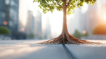 Wall Mural - Tree Roots Growing in Urban Environment.