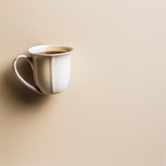 Wall Mural - A Single Cup of Coffee on a Beige Background