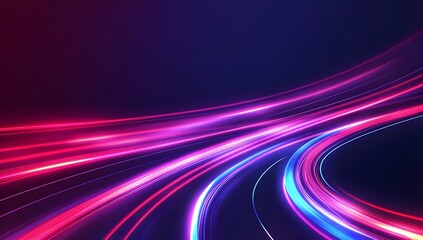 Wall Mural - blue and red neon light background with glowing lines illustration. banner, or cover on a dark purpl