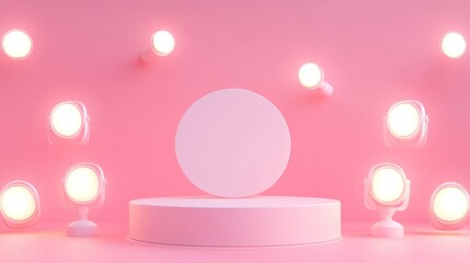 Sticker - A minimalistic pink stage with spotlighting, ideal for presentations or displays.