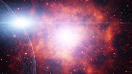 Wall Mural - loop dangerous cosmos light with artistic planet animation.