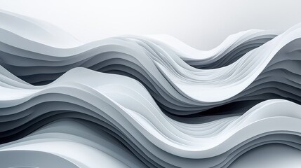 Wall Mural - Beautiful Abstract Gray Waves Wallpaper. Flowing waves in varying shades of gray.