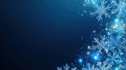 Wall Mural - blue christmas background with snowflakes, stars and empty space. copy space for your text. merry xm