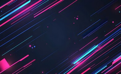 Wall Mural - neon blue and pink lines moving on a dark background
